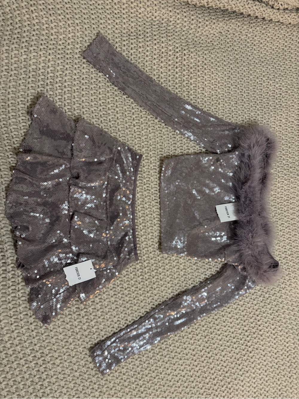 Forever 21 Lavender Sequin Mini Skirt and Top